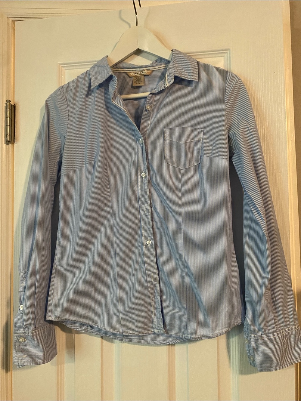 Arizona Jean Company Light Blue Pinstripe Button-Down Shirt